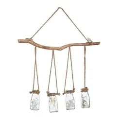 RETIF Compo Artificielle De 3 Roses Blanches Dans 3 Vases En Verre Lies Par Une Corde Cheap