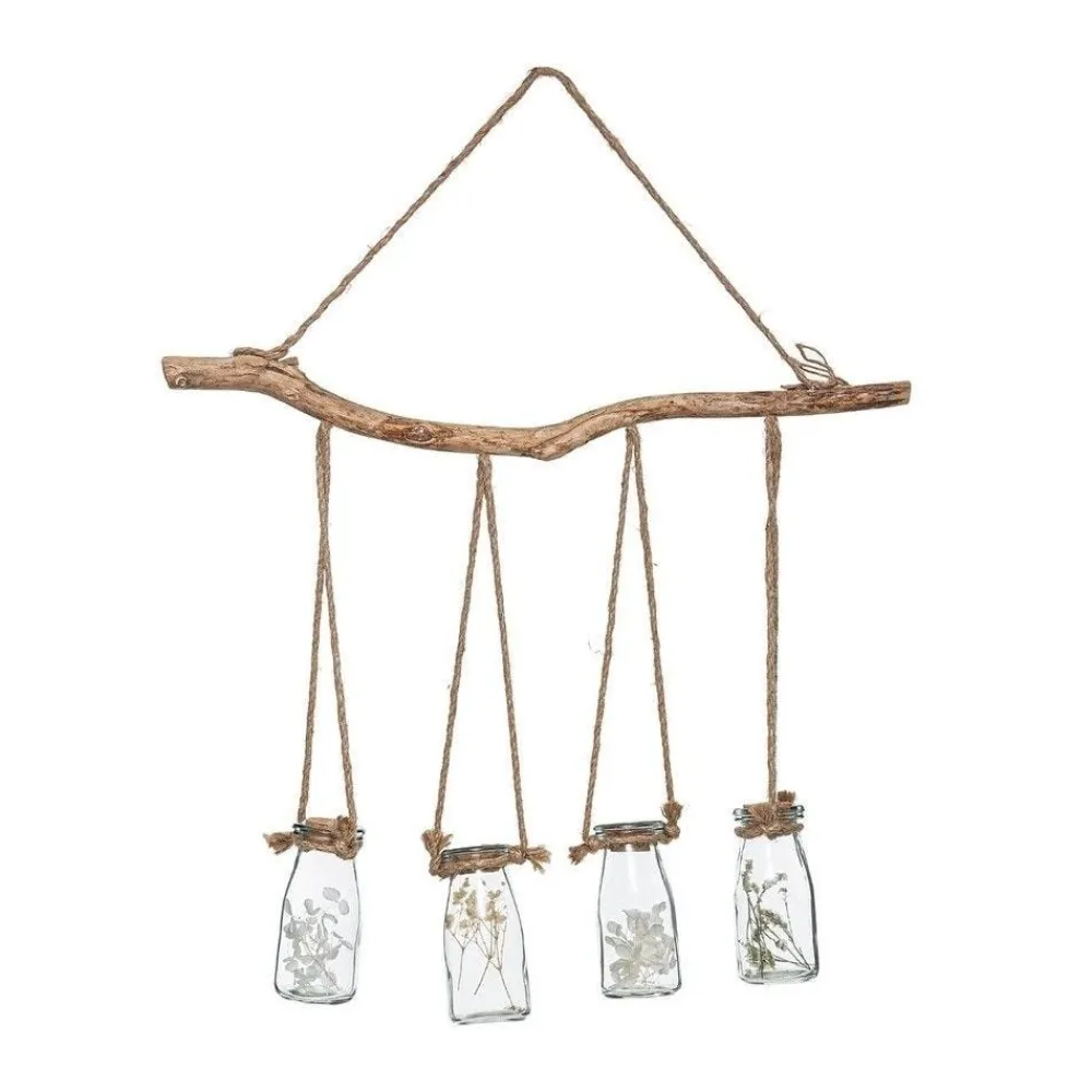 RETIF Compo Artificielle De 3 Roses Blanches Dans 3 Vases En Verre Lies Par Une Corde Cheap