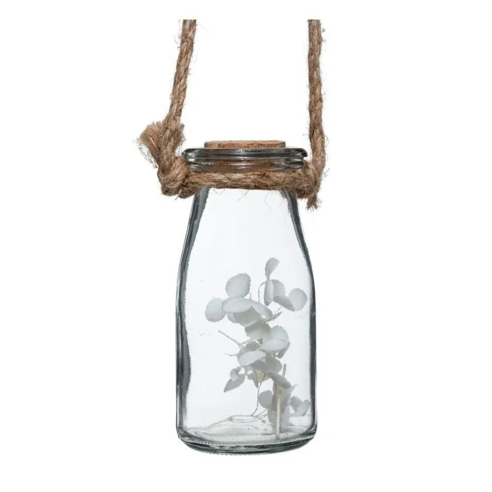 RETIF Compo Artificielle De 3 Roses Blanches Dans 3 Vases En Verre Lies Par Une Corde Cheap