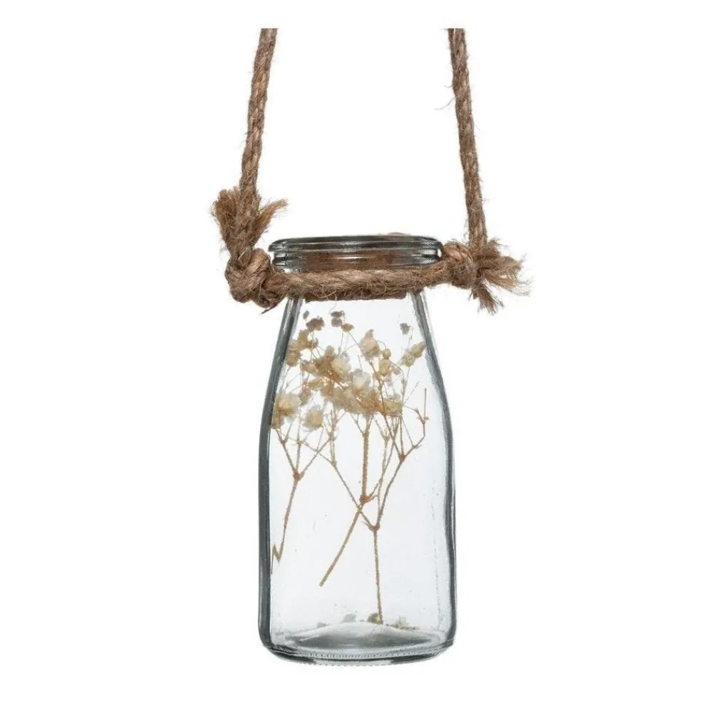 RETIF Compo Artificielle De 3 Roses Blanches Dans 3 Vases En Verre Lies Par Une Corde Cheap