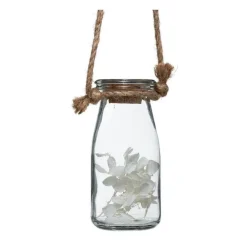 RETIF Compo Artificielle De 3 Roses Blanches Dans 3 Vases En Verre Lies Par Une Corde Cheap