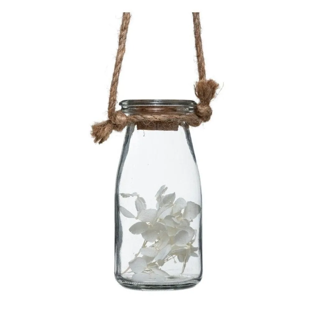 RETIF Compo Artificielle De 3 Roses Blanches Dans 3 Vases En Verre Lies Par Une Corde Cheap