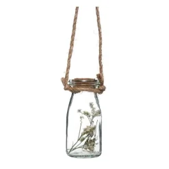 RETIF Compo Artificielle De 3 Roses Blanches Dans 3 Vases En Verre Lies Par Une Corde Cheap