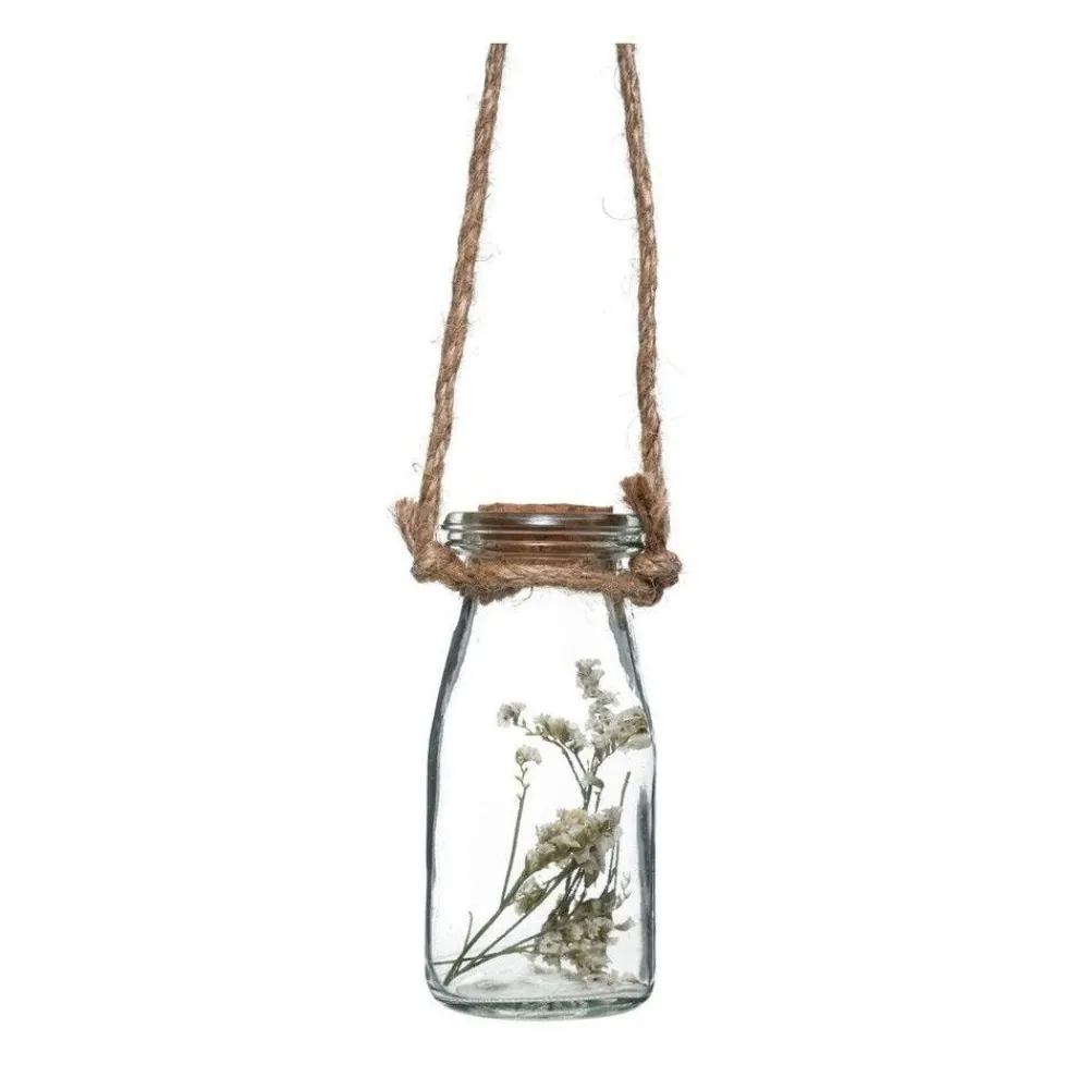 RETIF Compo Artificielle De 3 Roses Blanches Dans 3 Vases En Verre Lies Par Une Corde Cheap