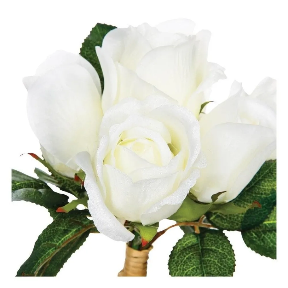 RETIF Compo Artificielle De 3 Roses Blanches Dans 3 Vases En Verre Lies Par Une Corde Online