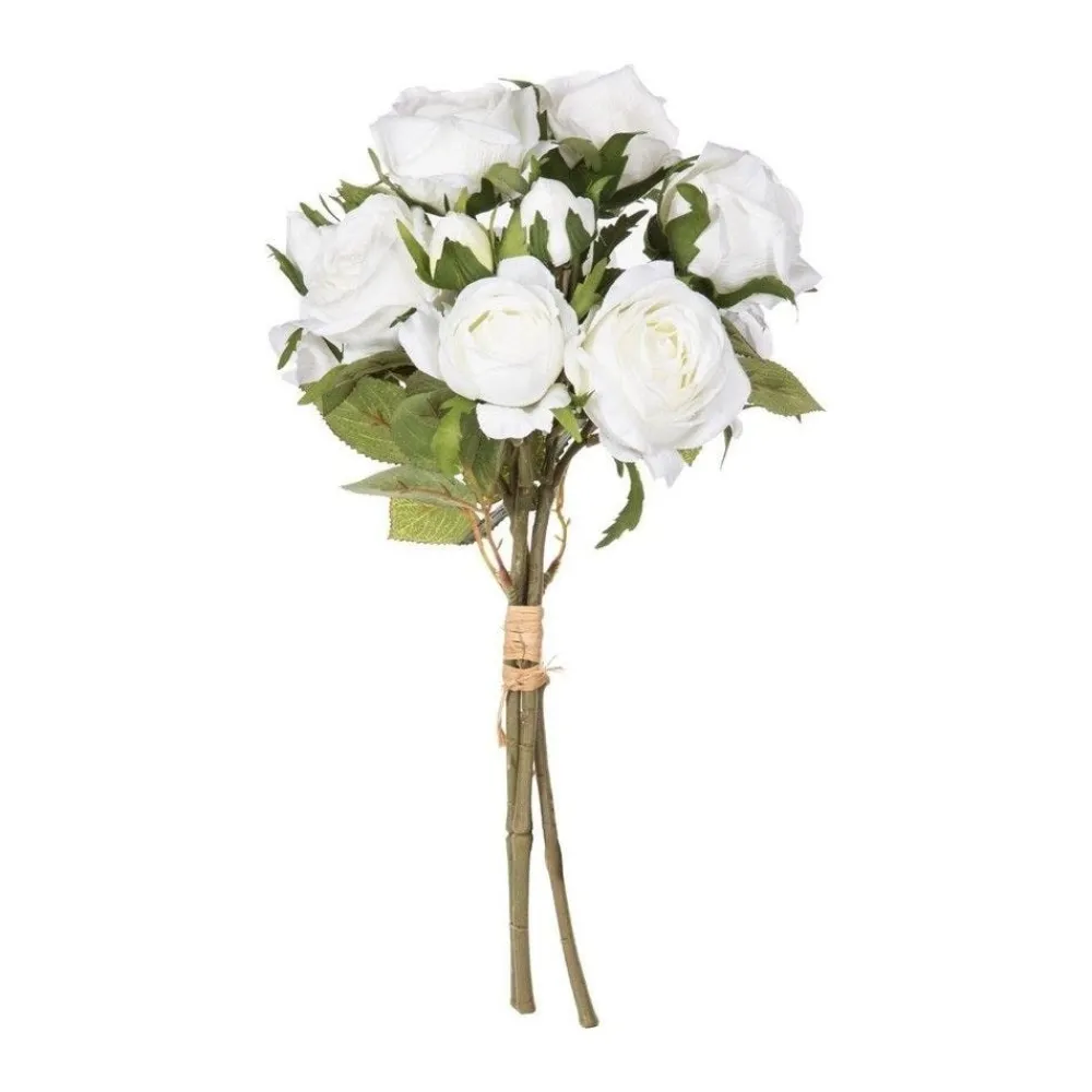 RETIF Compo Artificielle De 3 Roses Blanches Dans 3 Vases En Verre Lies Par Une Corde Outlet
