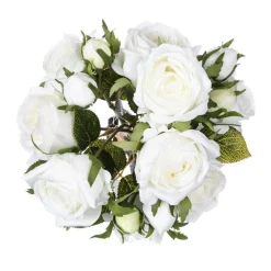 RETIF Compo Artificielle De 3 Roses Blanches Dans 3 Vases En Verre Lies Par Une Corde Outlet