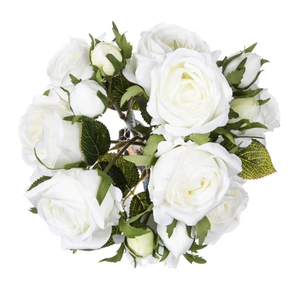 RETIF Compo Artificielle De 3 Roses Blanches Dans 3 Vases En Verre Lies Par Une Corde Outlet