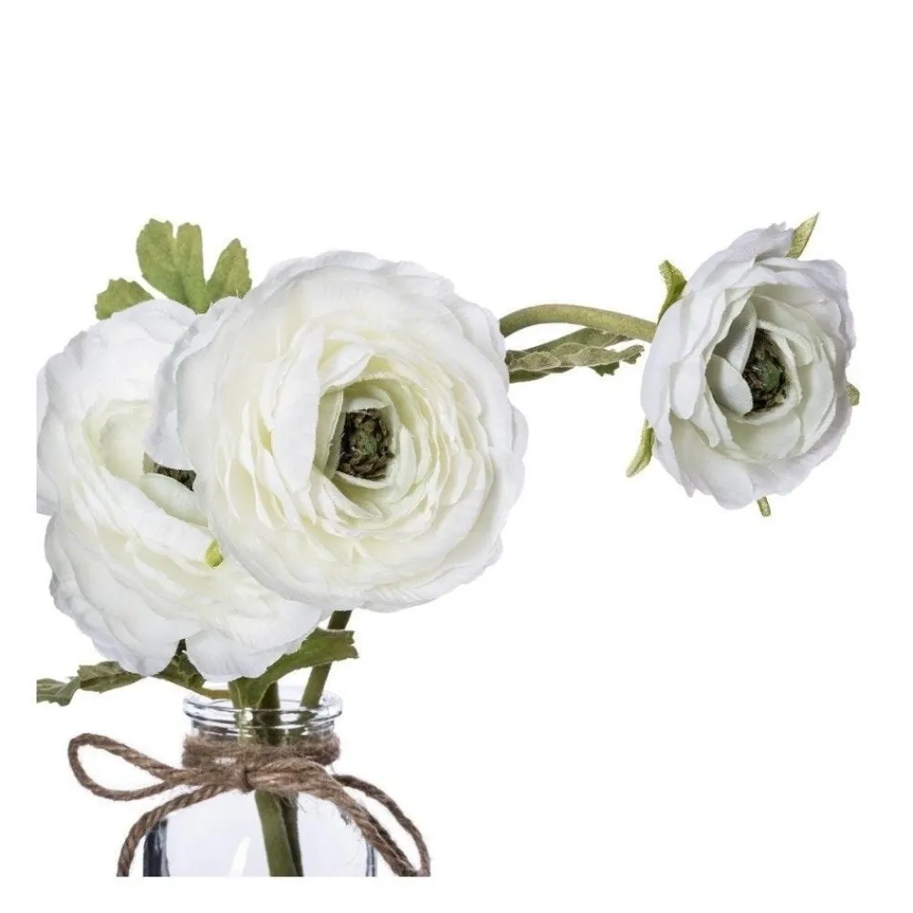 RETIF Compo Artificielle De 3 Roses Blanches Dans 3 Vases En Verre Lies Par Une Corde Cheap