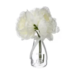 RETIF Compo Artificielle De 3 Roses Blanches Dans 3 Vases En Verre Lies Par Une Corde Cheap