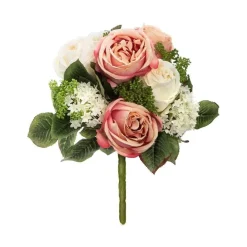 RETIF Compo Artificielle De 3 Roses Blanches Dans 3 Vases En Verre Lies Par Une Corde Discount