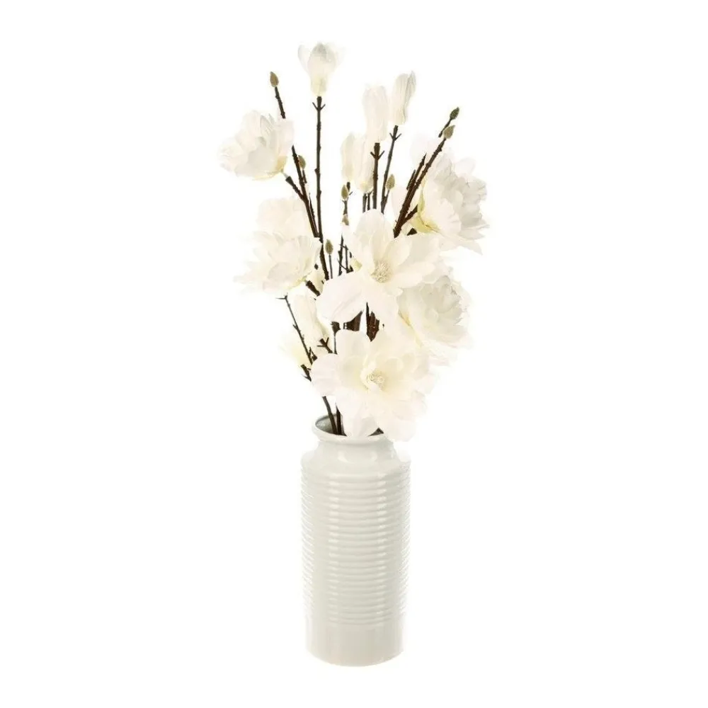 RETIF Compo Artificielle De 3 Roses Blanches Dans 3 Vases En Verre Lies Par Une Corde Flash Sale