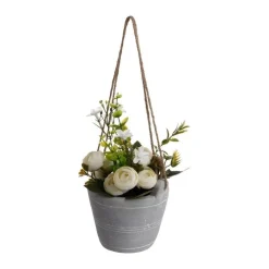 RETIF Composition Artificielle De Roses Dans Un Pot En Ciment A Suspendre H20Cm Discount