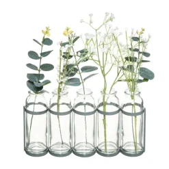 RETIF Composition De Plantes Artificielles 5 Soliflores En Verre Et Metal H36Cm Best Sale