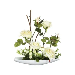 RETIF Composition Florale Artificielle Roses Dans Une Coupelle En Ceramique Best Sale