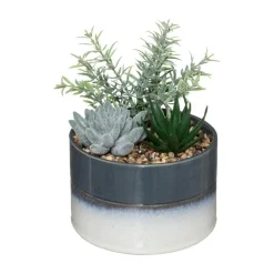 RETIF Composition Florale Artificielle Pot En Ceramique Bicolore H17.5Cm Hot
