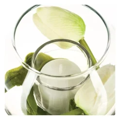 RETIF Composition Florale Artificielle Vase En Verre D. 12Xp. 10Cm Outlet
