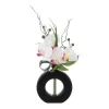 RETIF Composition Florale D'Orchidees Artificielles Vase Noir En Ceramique H45Cm Clearance
