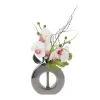 RETIF Composition Florale D'Orchidees Artificielles Vase Argent En Ceramique H45Cm Fashion