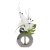 RETIF Composition Florale D'Orchidees Artificielles Vase Argent En Ceramique H45Cm Sale