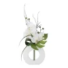 RETIF Composition Florale D'Orchidees Artificielles Vase Blanc En Ceramique H45Cm Store