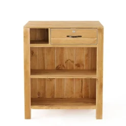 RETIF Comptoir 2 Tablettes L75Xp60Xh90Cm Authentique Sur Roulettes - Pin Massif Teinte Best