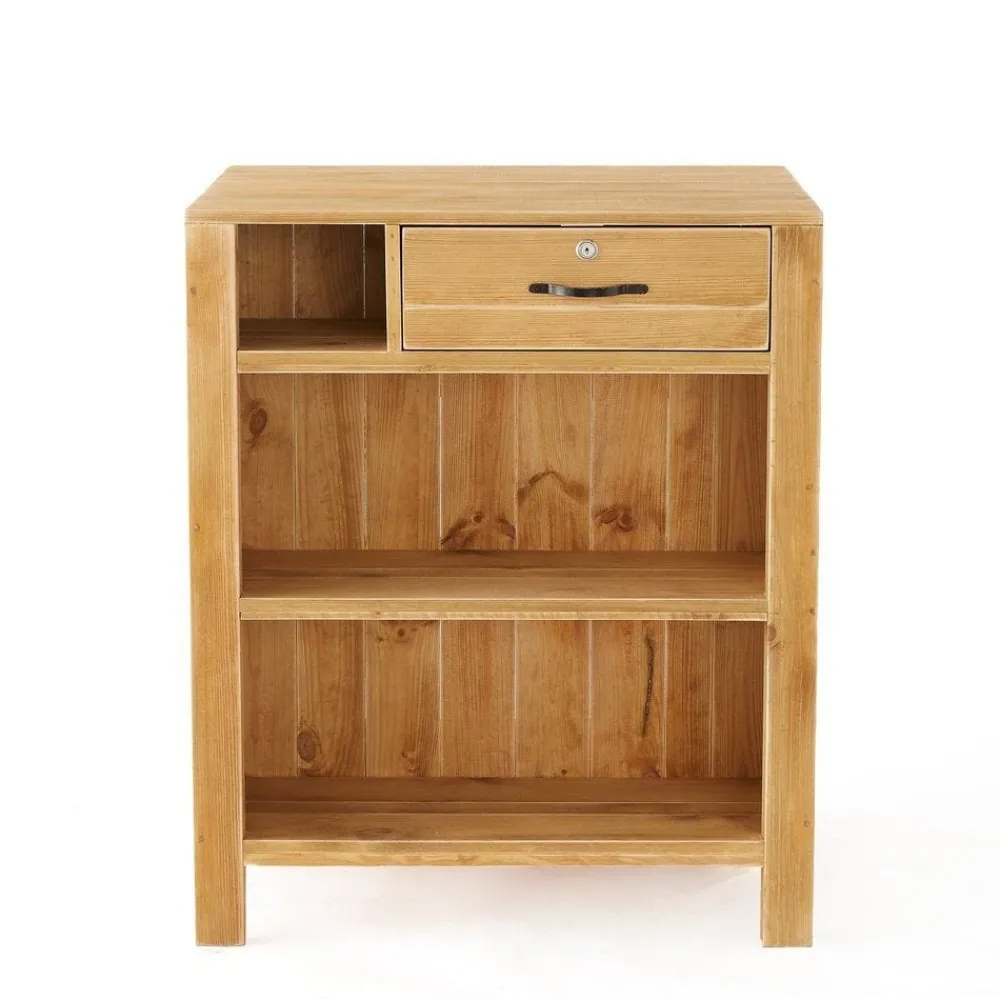 RETIF Comptoir 2 Tablettes L75Xp60Xh90Cm Authentique Sur Roulettes - Pin Massif Teinte Best
