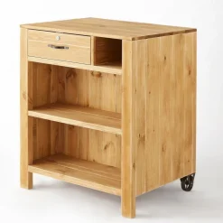 RETIF Comptoir L75Xp60Xh90Cm Authentique Sur Roulettes & 6 Tiroirs - Pin Massif Teinte New