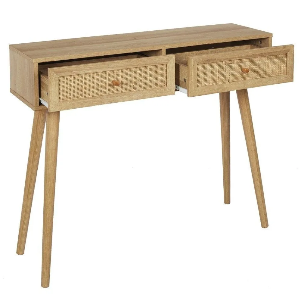 RETIF Console Bois Avec 2 Tiroirs Decoration En Rotin Clearance