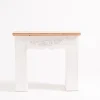 RETIF Console Cheminee Bois Blanc Et Top En Bois Naturel L 90 X P 30 X H 80 Cm Hot