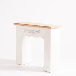 RETIF Console Cheminee Bois Blanc Et Top En Bois Naturel L 90 X P 30 X H 80 Cm Hot