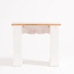 RETIF Console Cheminee Bois Blanc Et Top En Bois Naturel L 90 X P 30 X H 80 Cm Hot
