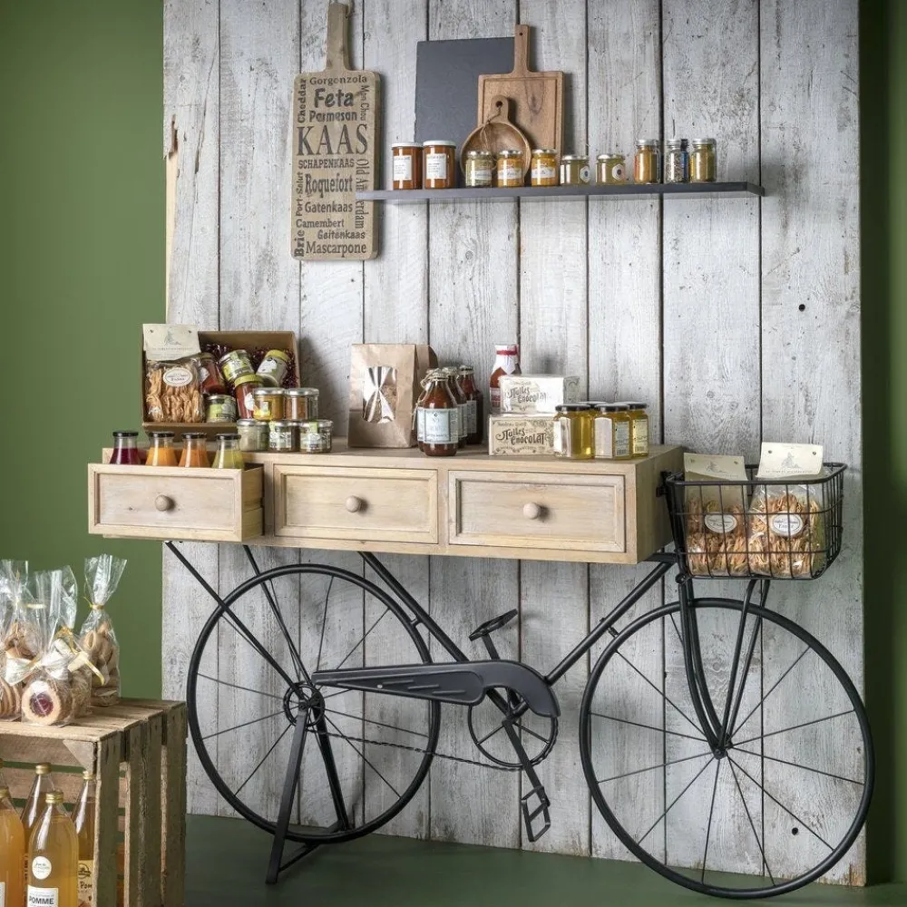 RETIF Console Velo Metal Et Bois Avec Panier 149X38X83,5 Cm Fashion