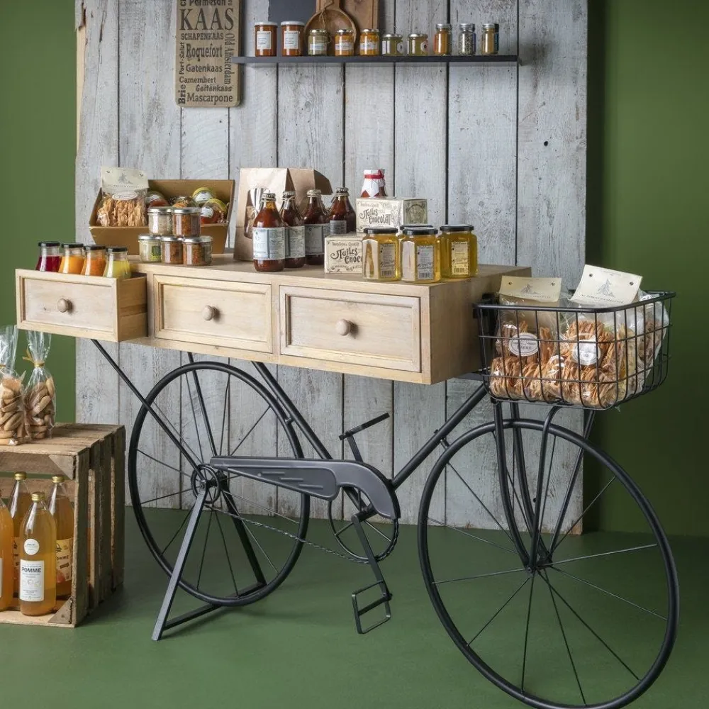 RETIF Console Velo Metal Et Bois Avec Panier 149X38X83,5 Cm Fashion