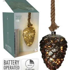 RETIF Corde Avec Pomme De Pin Lumineuse En Verre Fume O17Cm Hot