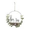 RETIF Couronne Avec Branche De Noel Et Rennes Argent Paillete O28Cm New