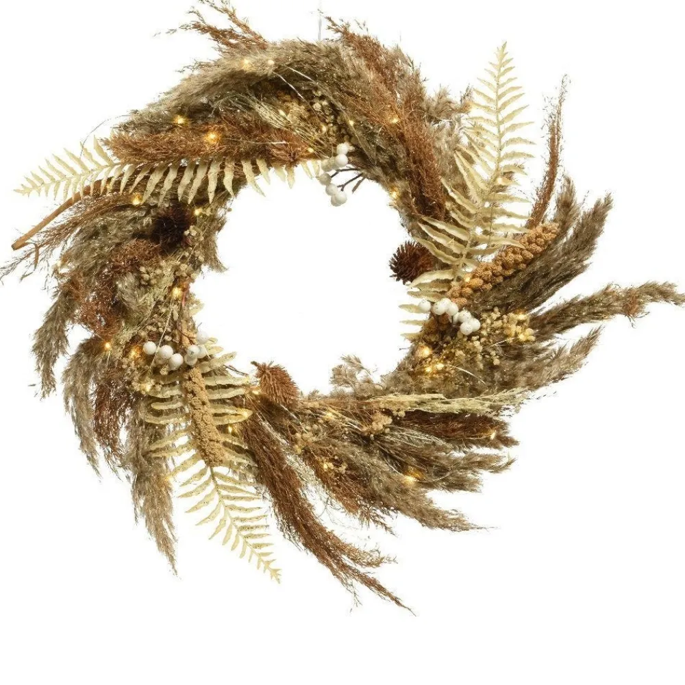 RETIF Couronne De Fleurs Sechees 40 Microled Blanc Chaud O55Cm Discount