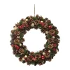 RETIF Couronne De Noel Avec Houx Pomme De Pins Et Etoiles Paillettes Rouge O50Cm Flash Sale