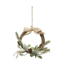 RETIF Couronne De Noel Decoree Baies Beige Branches Et Noeud En Jute O36Cm Discount