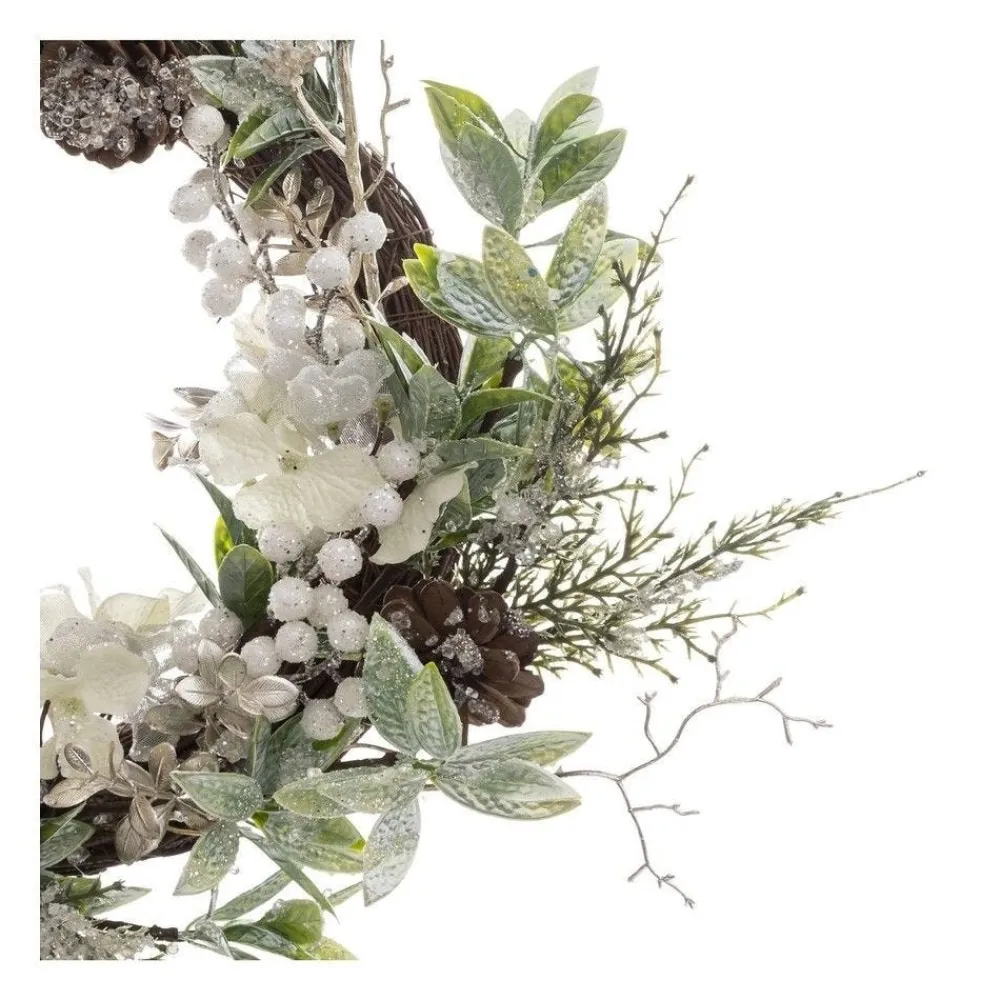 RETIF Couronne De Noel En Bois Avec Branches De Fleurs Decorees Et Pailletees O50Cm Cheap