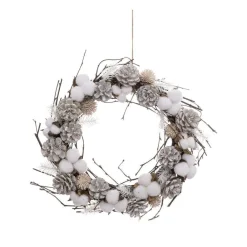 RETIF Couronne De Noel En Bois Lumineuse A Led Branches Fleurs De Coton O35Cm Shop