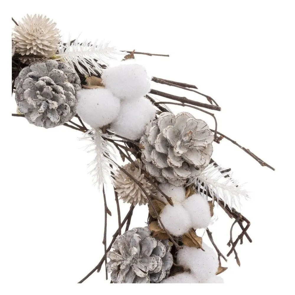 RETIF Couronne De Noel En Bois Lumineuse A Led Branches Fleurs De Coton O35Cm Shop