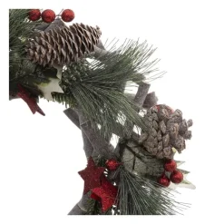 RETIF Couronne De Noel En Bois Avec Branchage Et Deco Rouge Pailletee O30Cm Discount