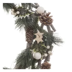 RETIF Couronne De Noel En Bois Avec Branches Pommes De Pin Et Etoiles O50Cm Hot