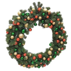RETIF Couronne Sapin O 90Cm Avec Boules Vertes, Rouges Et Champagne Glitter Hot