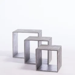 RETIF Cubes Argentes L 35 X P 25 X H 35 + L 30 X P 25 X H 30 + L 25 X P 25 X H 25 Cm Cheap
