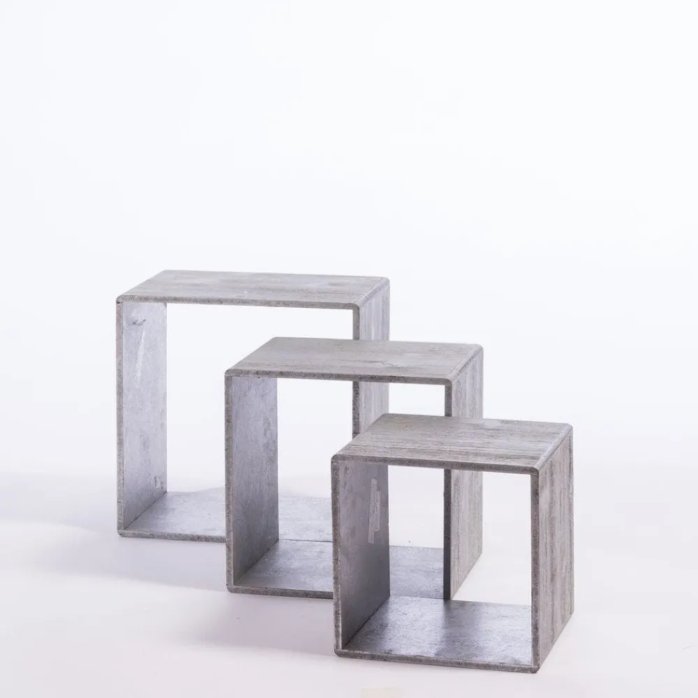 RETIF Cubes Argentes L 35 X P 25 X H 35 + L 30 X P 25 X H 30 + L 25 X P 25 X H 25 Cm Cheap
