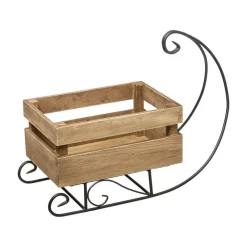 RETIF Deco De Noel Cagette En Bois Traineau En Metal L 36Cm Fashion