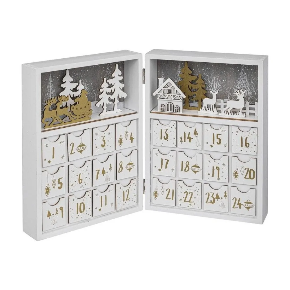 RETIF Deco De Noel Calendrier De L'Avent Laponie En Bois 42X30Cm Sale