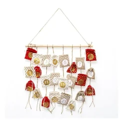 RETIF Deco De Noel Calendrier De L'Avent 24 Pochons Rouge Et Dore H60Cm Flash Sale